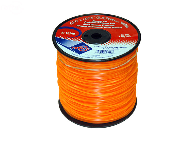 .080" Trimmer Line Rotary Square (Diamond) Medium Spool Orange (12149)