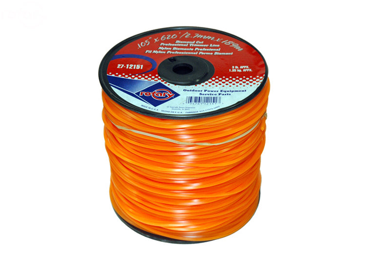.105" Trimmer Line Rotary Square (Diamond) Medium Spool Orange (12151)