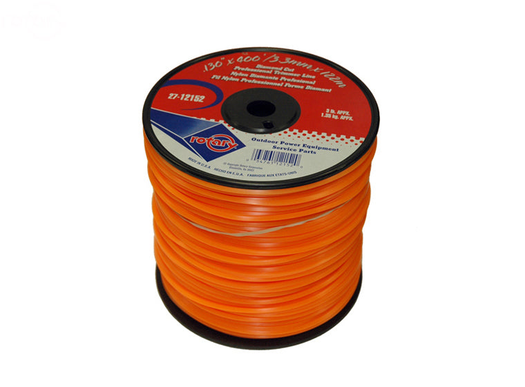 .130" Trimmer Line Rotary Square (Diamond) Medium Spool Orange (12152)