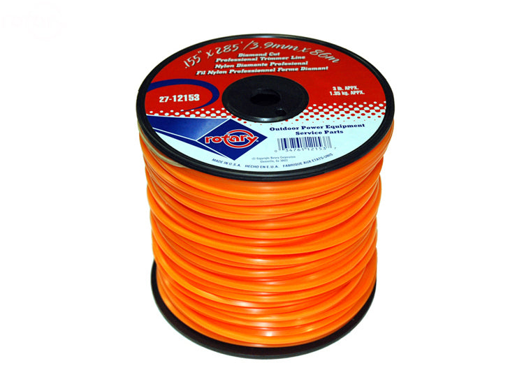 .155" Trimmer Line Rotary Square (Diamond) Medium Spool Orange (12153)