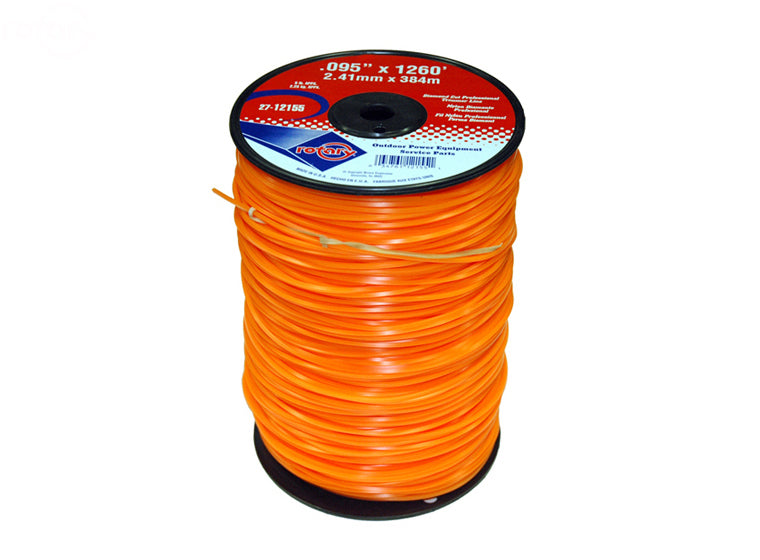 .095" Trimmer Line Rotary Square (Diamond) Large Spool Orange (12155)