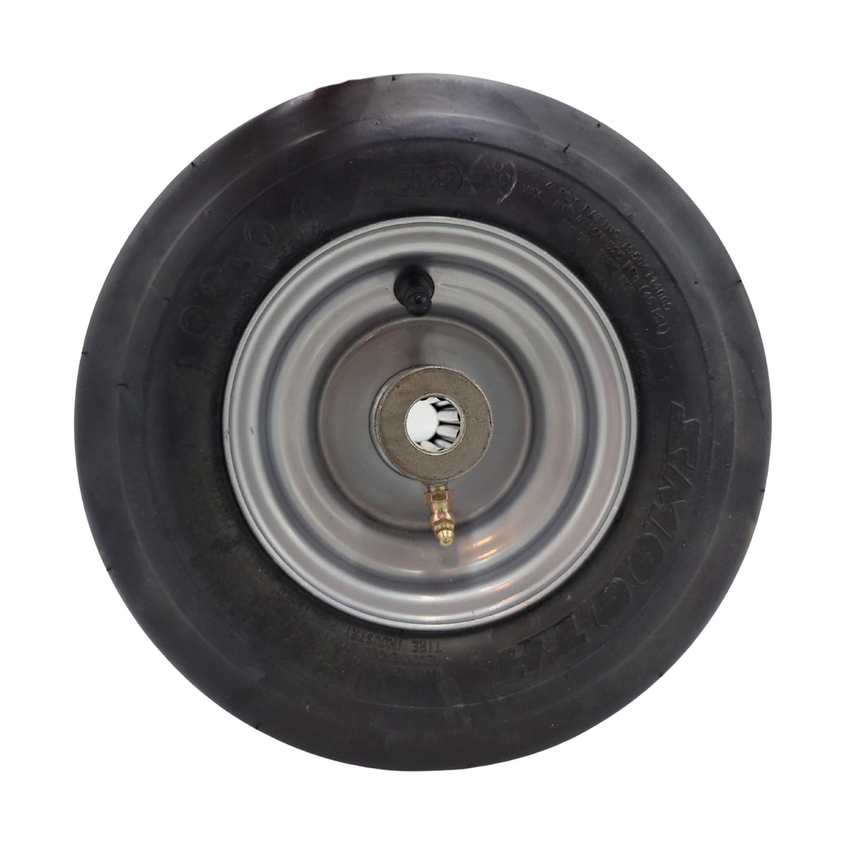 SPS Semi-Pneumatic Flat Free Tire Wheel Assembly For Hustler Raptor - 11x4.00-5, Replaces 605113