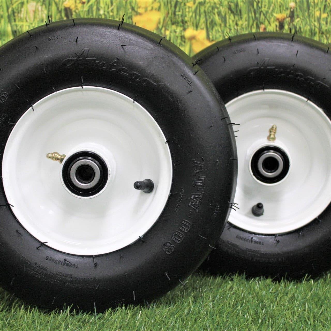 2PK Flat Free Solid Front Tires 13x5x6 For Exmark Lazer, Toro – Puncture Proof, Bore 1/2", Hub 5-7/8"