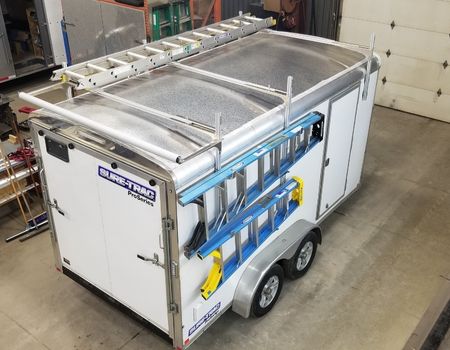 Enclosed Trailer Ladder Rack Roof and Side Mount System With Edge Guard