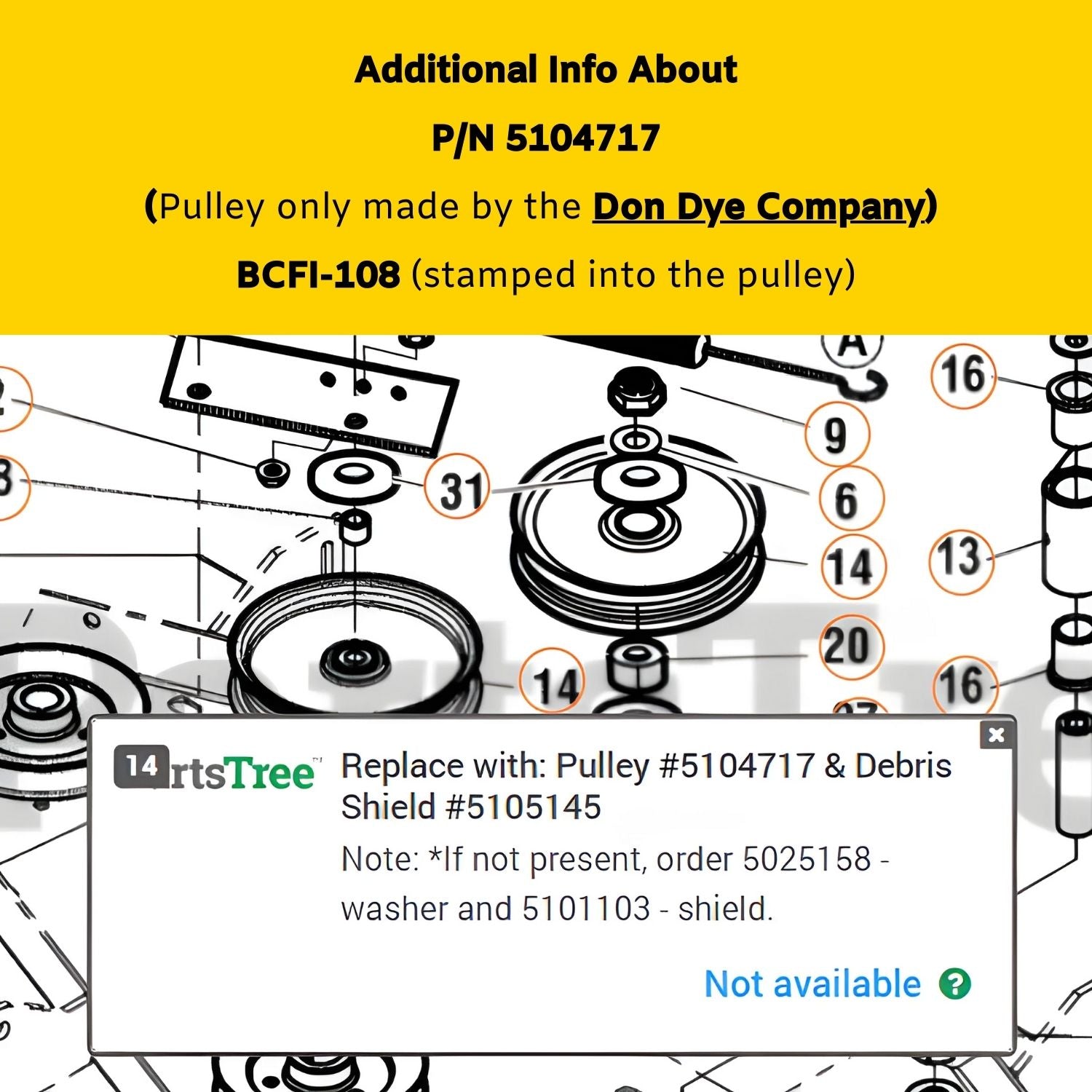 Ferris/Snapper Pro Idler Pulley 5102831YP (Don Dye Company BCFI