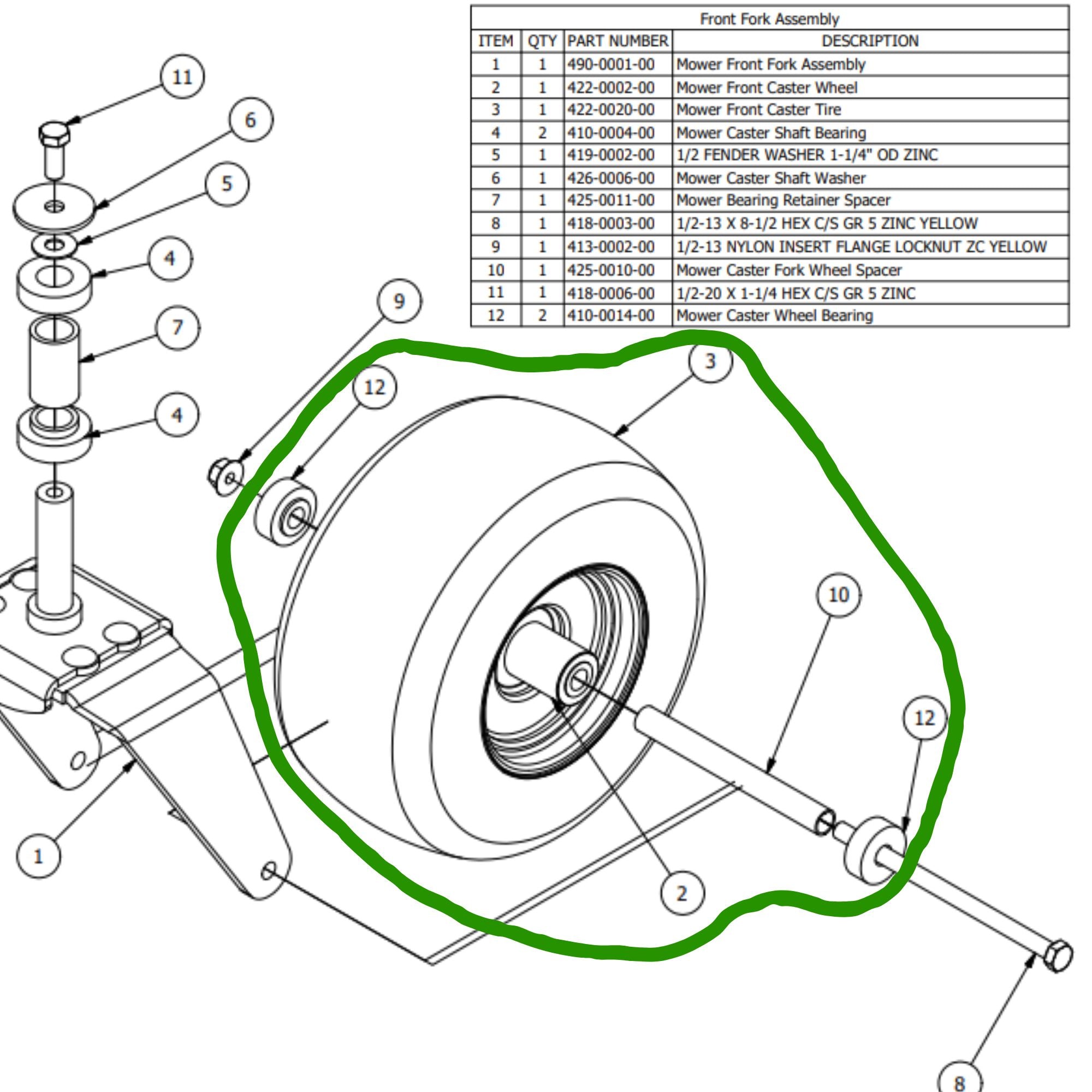 Spartan 13x6.50-6 Wheel Assembly P/N 422-0023-00 HD Flat-Free